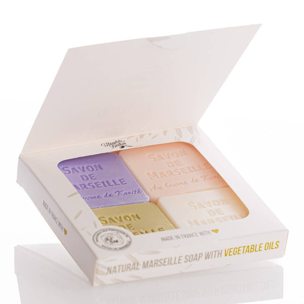 Box of 4 square 50 g Marseille soap bars