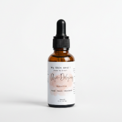 Skincare dropper bottle labeled 'My Skin and I' on a white background