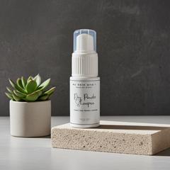 White Bottle of Dry Powder Shampoo