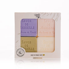 Box of 4 square 50 g Marseille soap bars